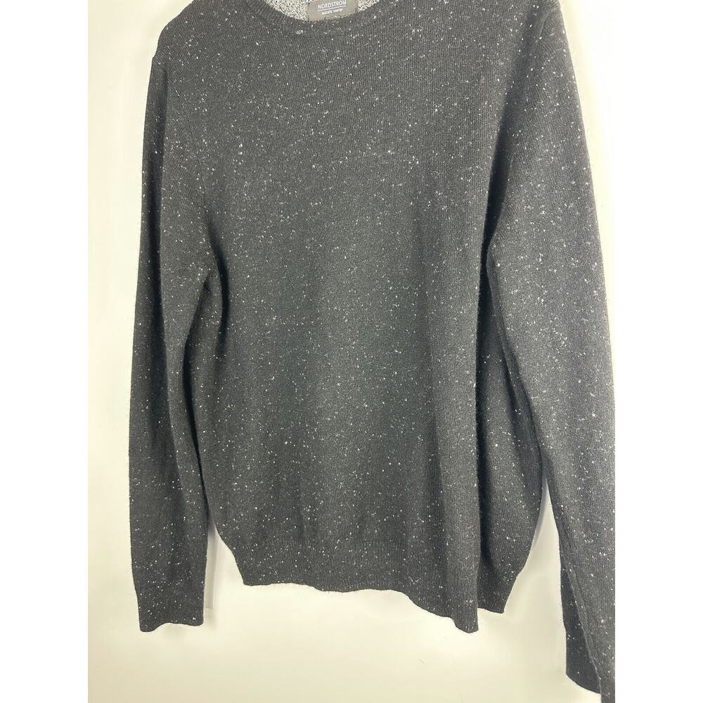 Nordstrom Men's Shop 100% Cashmere LS Crew Neck Sweater Black Speckled Medium - Picture 6 of 12